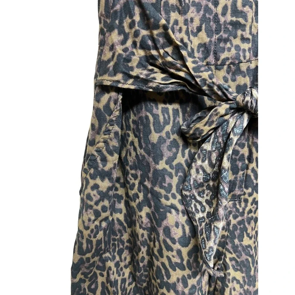 Banana Republic Linen Blend Leopard Cheetah Animal Print Jumpsuit Women’s Size 4